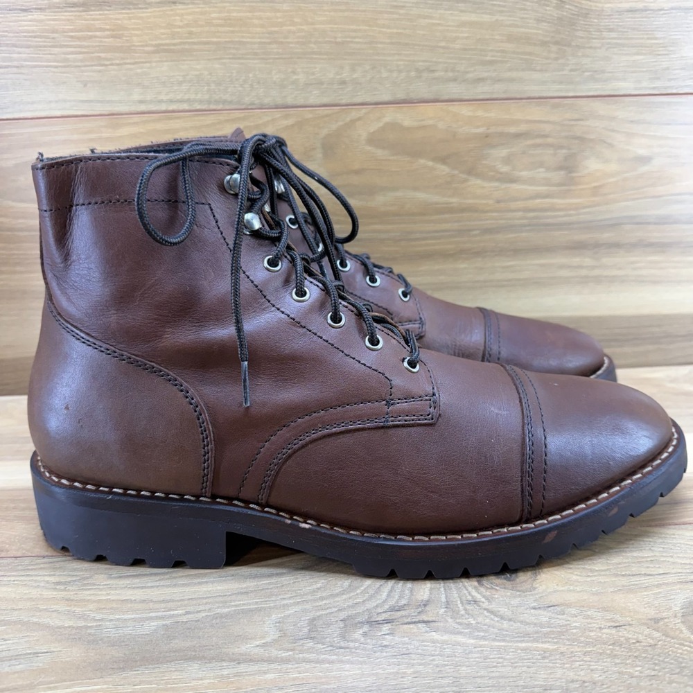 Thursday Boots Captain StormKing Lug Mens 12.5 Whiskey Leather Cap Toe Lace Up